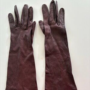 Burgundy Leather Evening Gloves